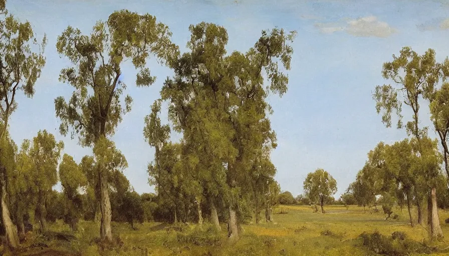 Image similar to a beautiful row of trees, blank black background by eugene von guerard, ivan shishkin, john singer sargent