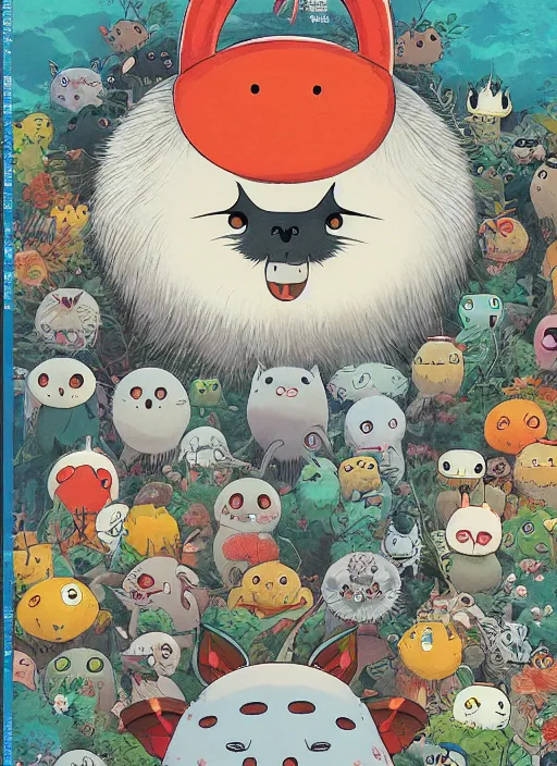 Image similar to a beautiful japanese magazine cover of a cute strange animal, illustrated by miyazaki, highly detailed, concept art, trending, poster