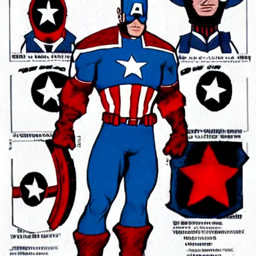 Prompt: Captain America character design in the style of John Romitta sr