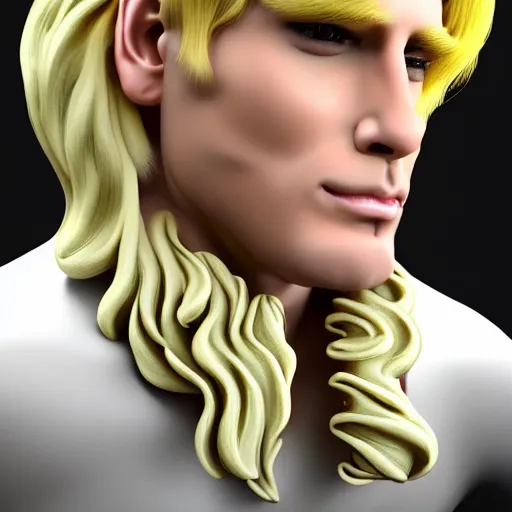 Image similar to vanilla ice but his hair is made out of swirly ice cream vanilla ice cream his hair is completely made out of vanilla swirled vanilla ice cream, ice cream hair, realistic, hyperrealistic, ultra realistic, real, real world, highly detailed, very detailed, extremely detailed, intricate details, 8 k resolution, hd quality