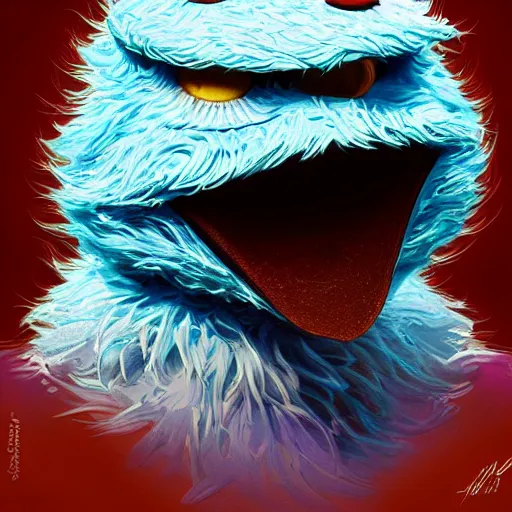 Prompt: ultra realistic illustration, cookie monster from sesame street, intricate, elegant, highly detailed, digital painting, artstation, concept art, smooth, sharp focus, illustration, art by artgerm and greg rutkowski and alphonse mucha