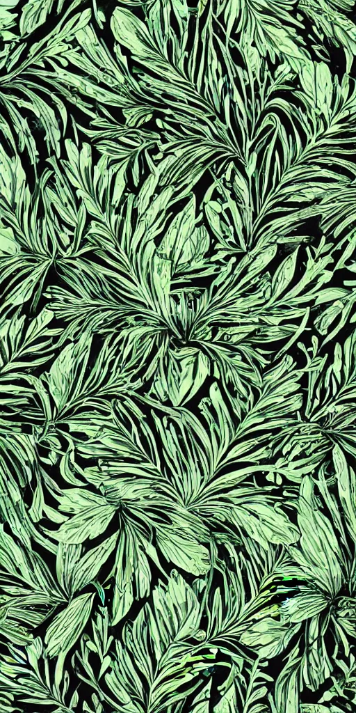 Prompt: highly detailed over dimensional green leaves with black vaines