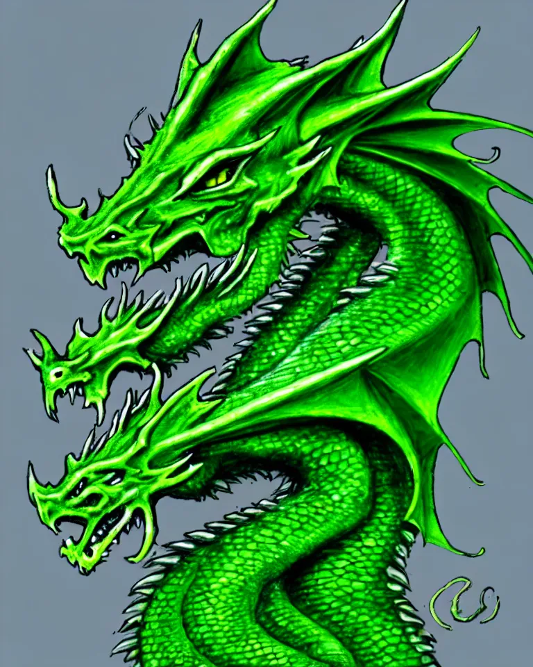 Prompt: a green dragon