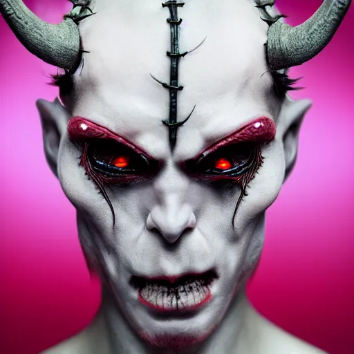 Image similar to a demon inspired by wires created by the make up artist hungry, photographed by andrew thomas huang, cinematic, expensive visual effects