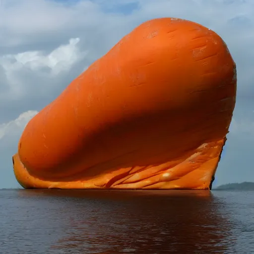 Image similar to giant carrot shaped ship with windows crossing the Panama channel