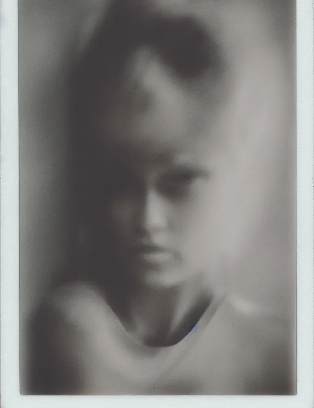 Image similar to polaroid photo with flash, slavic model, polaroid photo bleached strong lights, kodak film stock, hyper real, stunning moody cinematography, with anamorphic lenses, by maripol, detailed