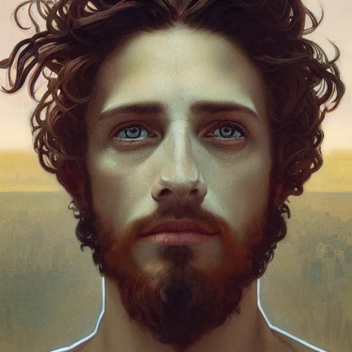 Image similar to surrealist painting of jesus with the head of a lizard, close up, surrealist, intricate, elegant, highly detailed, digital painting, artstation, concept art, smooth, sharp focus, illustration, art by greg rutkowski and alphonse mucha