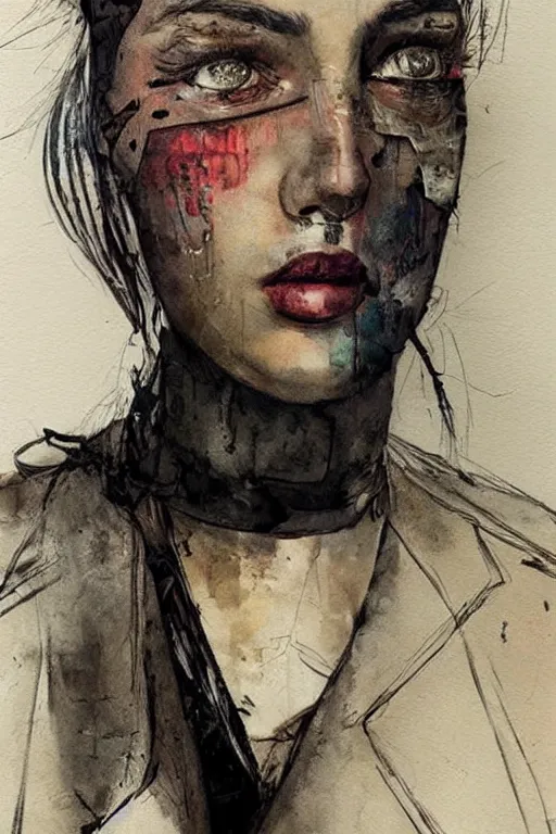 Image similar to portrait fashion model artwork by enki bilal