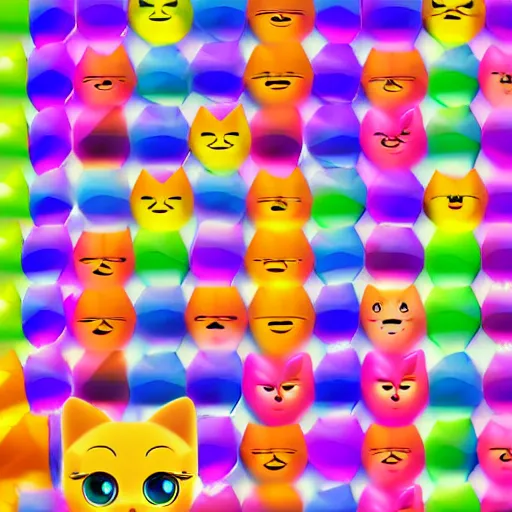 Prompt: crystal cat, emoji style