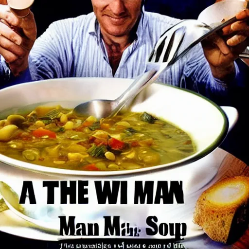 Image similar to the man with a fork in a world of soup