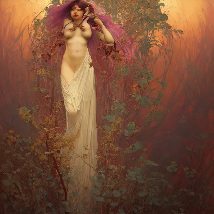 Image similar to A beautiful painting of disco elysium by Ross Tran!!! and alphonse mucha and greg rutkowski! and Gustave Doré!! and Zdzisław Beksiński!,In style of Impressionism.Symmetry.Highly detailed face.Fantasy,smooth,hyper detailed,sharp focus,Soft light.trending on artstation.oil on canvas