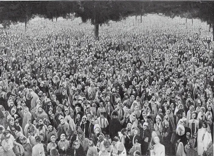 Image similar to huge crowd of thin people connected to a large single person via catheters by Aleksandr Deyneka and Andrei Popov,