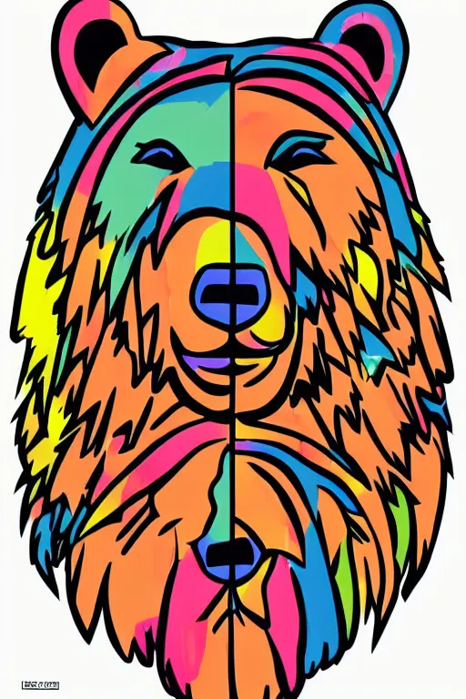 Image similar to portrait of a war bear, art by kiko rodriguez, sticker, colorful, illustration, highly detailed, simple, smooth and clean vector curves, no jagged lines, vector art, smooth