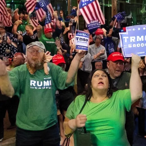 Prompt: trump supporters storming emerald city,