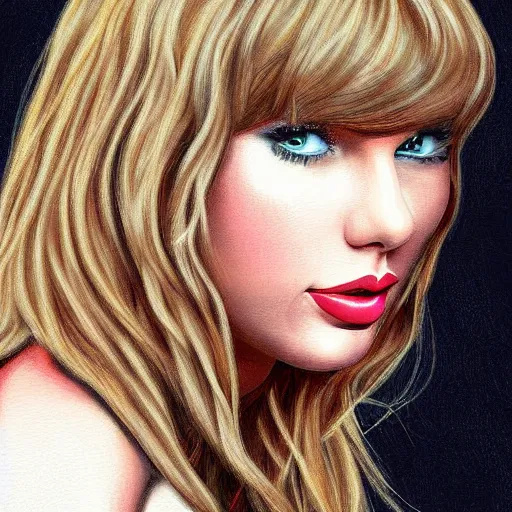 Prompt: portrait of Taylor Swift, highly detailed, centered, solid color background, digital painting