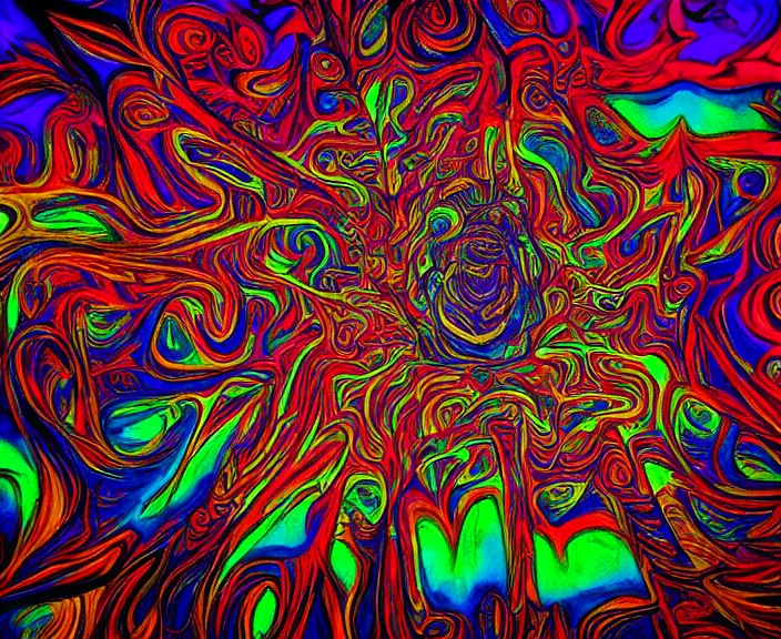 Image similar to psychedelic art with yeltsin, infernal art in good quality, scary picture in color, advanced lighting technology