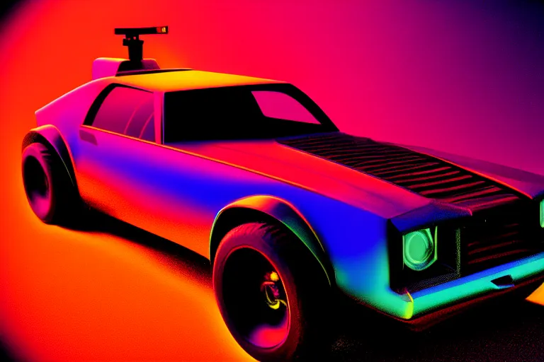 Image similar to stylized poster of the mad max's pursuit special concept, thick neon lights, ektachrome photograph, volumetric lighting, f 8 aperture, cinematic eastman 5 3 8 4 film