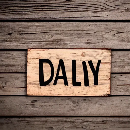 Image similar to a wooden sign that says daily, marker, handwritten