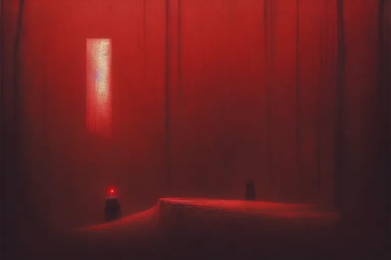 Image similar to hide and seek in a wonderland, in the style of beksinski, futuristic dystopia, intricate and epic composition, dark gray by caravaggio, insanely quality, highly detailed, masterpiece, white light, red atmosphere, muddy tones, artstation, 4 k