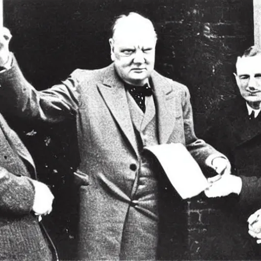 Prompt: the baptism of Winston Churchill