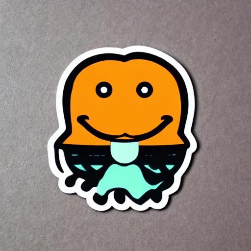 Image similar to sticker of a cute orange squid with a moustache