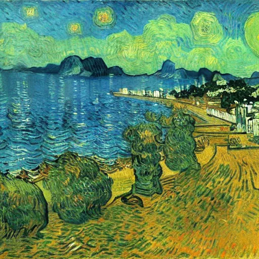 Prompt: rio de janeiro painted by van gogh