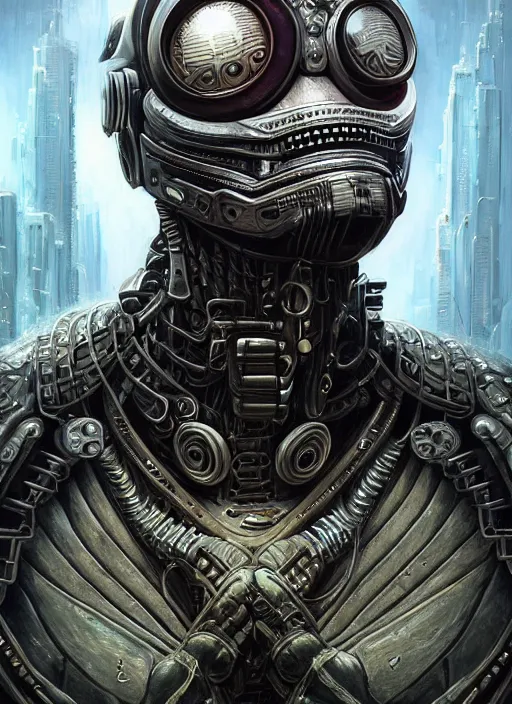 Image similar to cybernetic cyberpunk mf doom reptile eyes, cyber metal skin. intricate, elegant, highly detailed, centered, digital painting, artstation, concept art, smooth, sharp focus, illustration, artgerm, tomasz alen kopera, peter mohrbacher, donato giancola, joseph christian leyendecker, wlop, frank frazetta