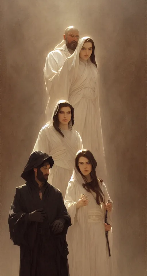 Image similar to a portrait painting of sith lords, art greg rutkowski and william - adolphe bouguereau