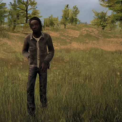 Image similar to young thug, in dayz, screenshot