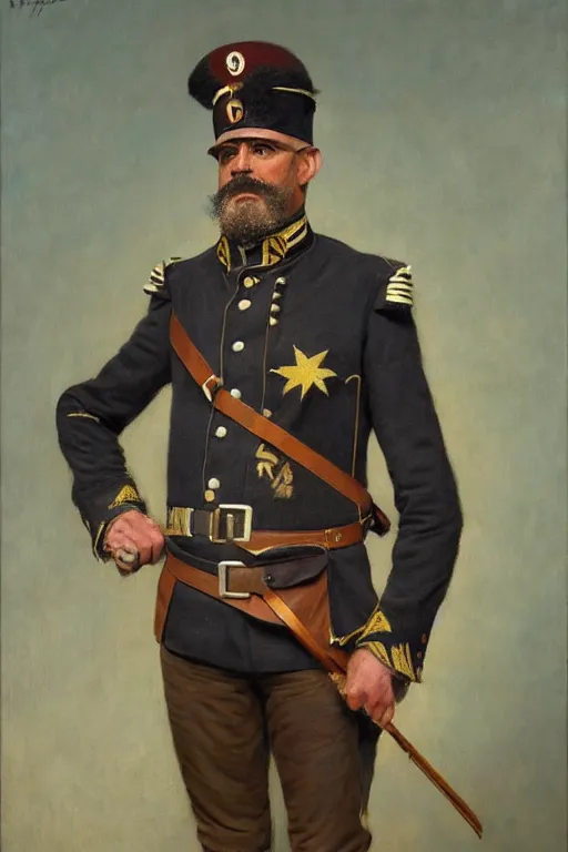 Image similar to full body portrait of the dictator of the minnesota timberwolves, 1 8 8 9, in full military garb, oil on canvas by william sidney mount, trending on artstation