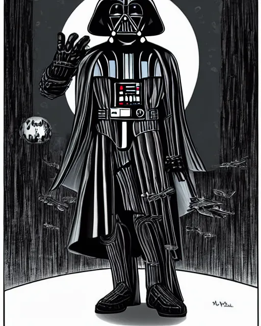 Prompt: Darth Vader in the style of H. R. Giger