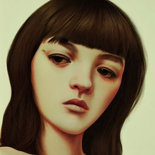 Prompt: close up shot :: portrait of a beautiful girl by Vanessa Beecroft and Illya Kuvshinov