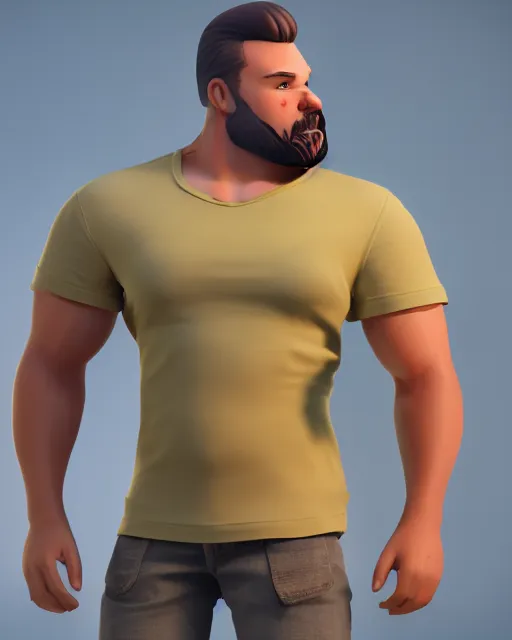 Image similar to hot daddy, 3 2 - year - old, short stubble, muscle summer shirt, character design, octane render, by artstation, 8 k, artbreeder