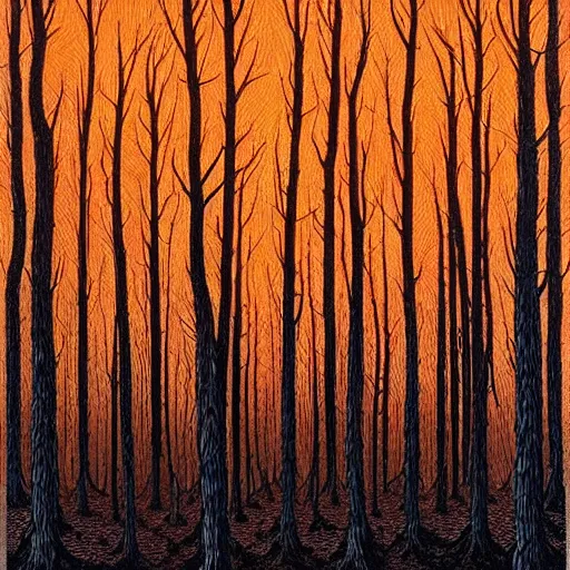 Image similar to Burning forest. Highly Detailed. Masterpiece. By Jeffrey Smith