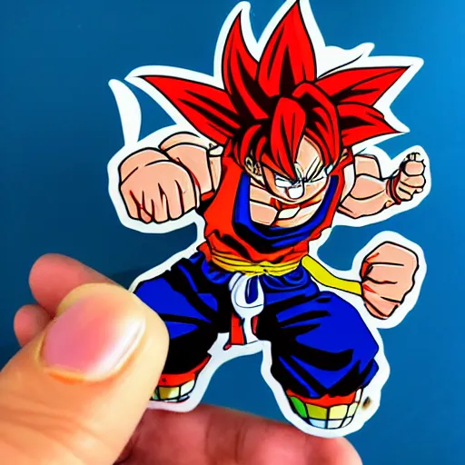 Image similar to die cut sticker, goku using gomu gomu no gatling by luffy, splatter paint