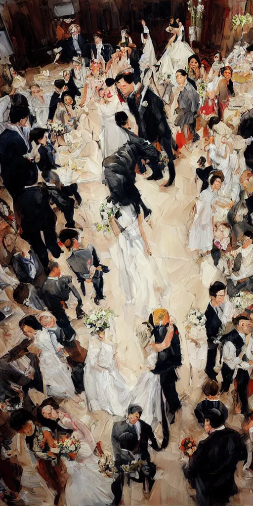 Prompt: oil painting scene from wedding by kim jung gi