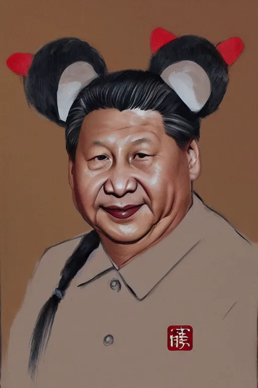 Prompt: Xi Jinping potrait with cat ears