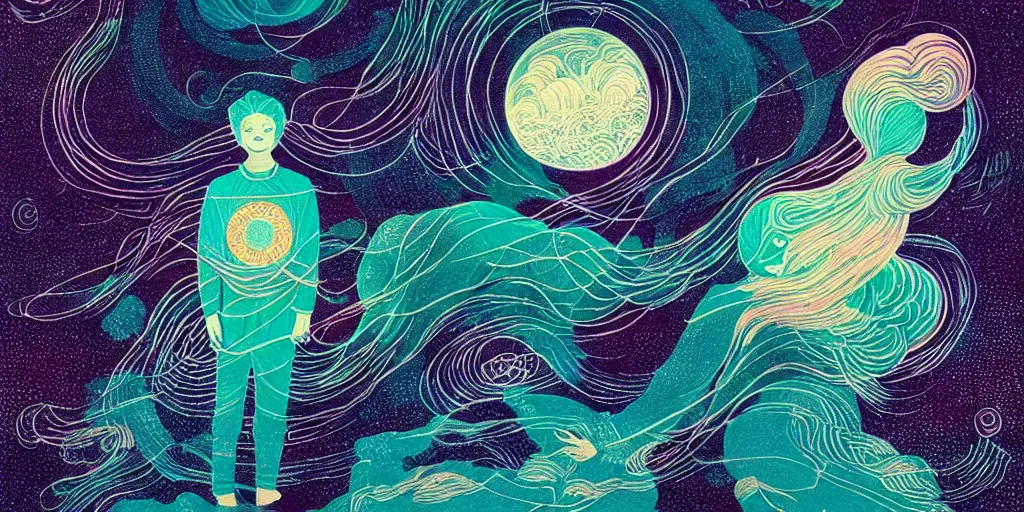 Image similar to Astral Calligraphy, by Victo Ngai