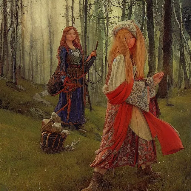 Image similar to russian folk fairytales, fantasy art, an ultrafine detailed painting, academic art, artstation, by pavel korin, viktor vasnetsov