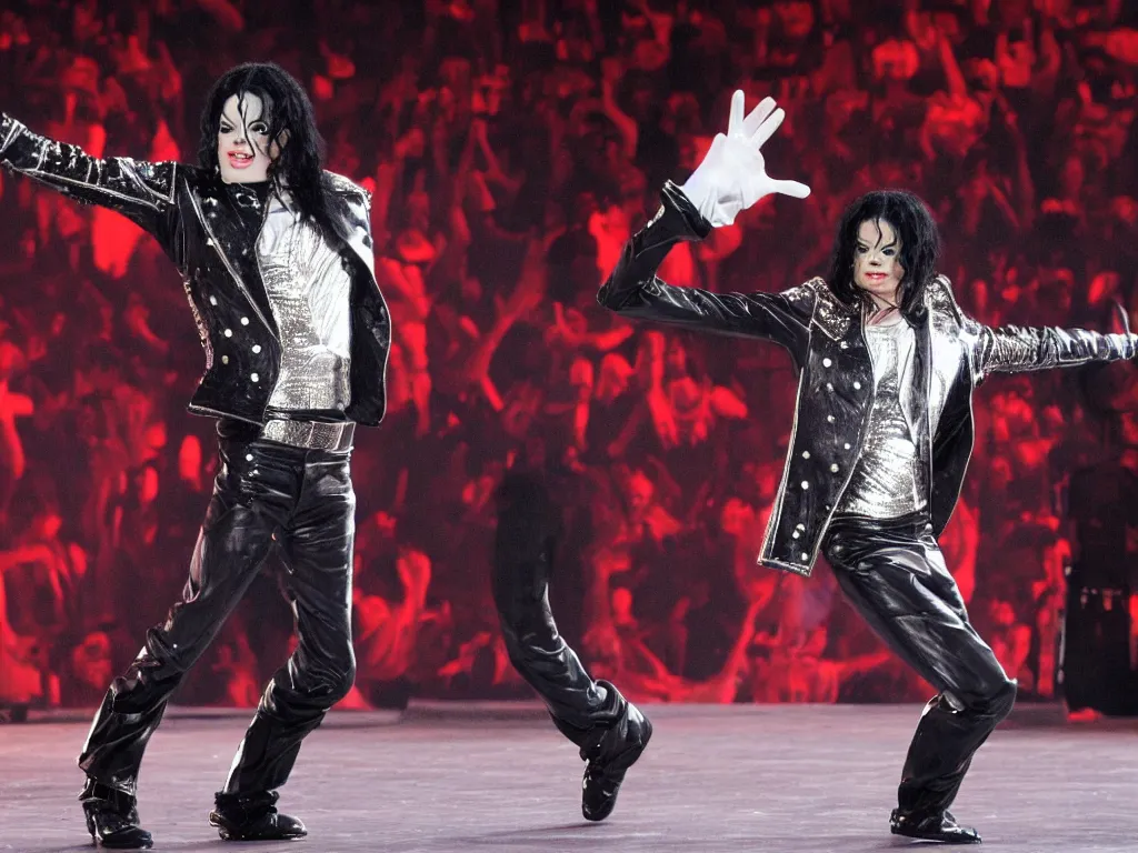 Image similar to Michael Jackson 2009, standing alone on stage, O2 arena London, THIS IS IT, 4K UHD, Ultra realistic, photograph