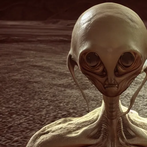 Prompt: A photo of an alien taken at area 51, ultra realistic, unreal engine