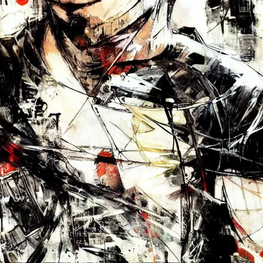 Prompt: 犬 、 painting by yoji shinkawa