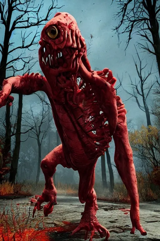 Image similar to the shapeless creature from the movie thing is the killer in the game dead by daylight