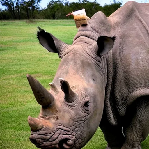 Prompt: a man with a rhino head