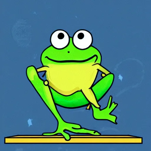 Image similar to anthropomorphic frog as a teacher