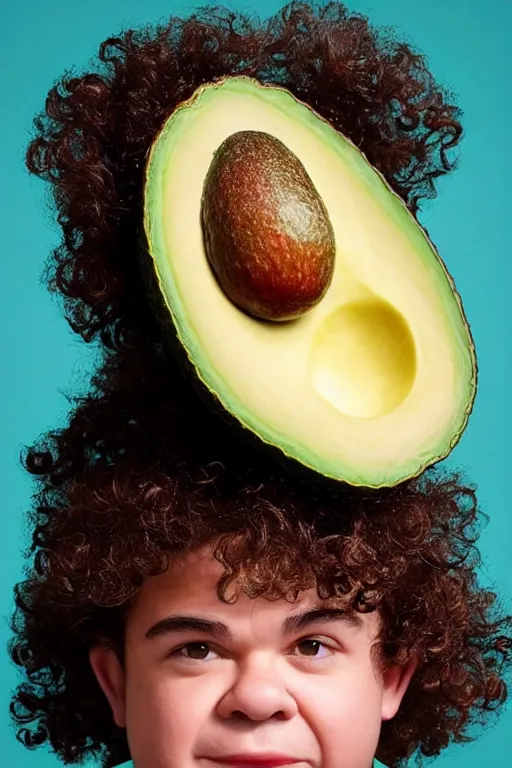 Prompt: 📷 gaten matarazzo the avocado head 🥑, made of food, head portrait, dynamic lighting, 4 k