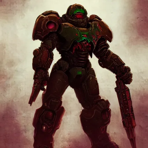 Prompt: Doom slayer in valorant concept art, digital art, valorant, doom, valorant style