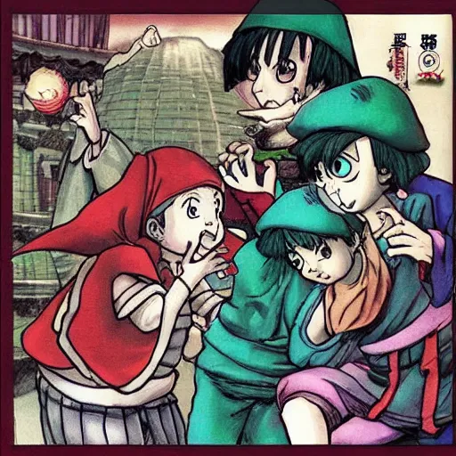 Image similar to “mime chest, style of dragon quest, by satoshi kon”