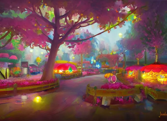 Image similar to concept art for a game candy themed, candy park, oil painting by jama jurabaev, extremely detailed, brush hard, artstation, for aaa game, high quality, brush stroke