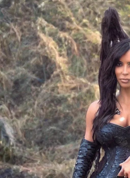 Image similar to movie still of kim kardashian as xena